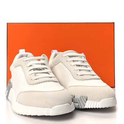 Hermes Mesh Suede Goatskin Mens Bouncing Sneakers 42 White 9 of 9
