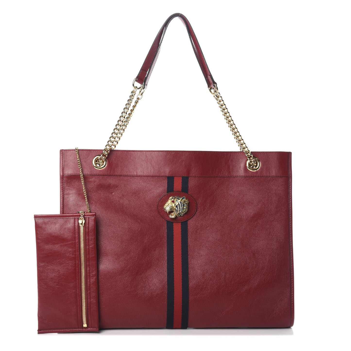 Calfskin Large Rajah Chain Tote Romantic Cherry