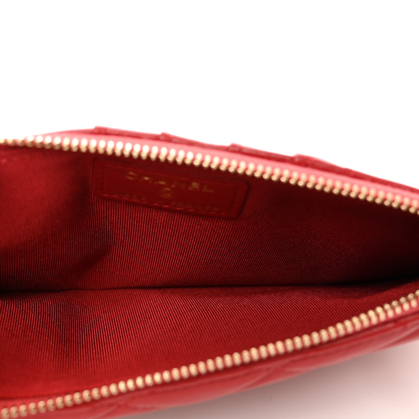 Lambskin Quilted Classic Flat Wallet Pouch Red