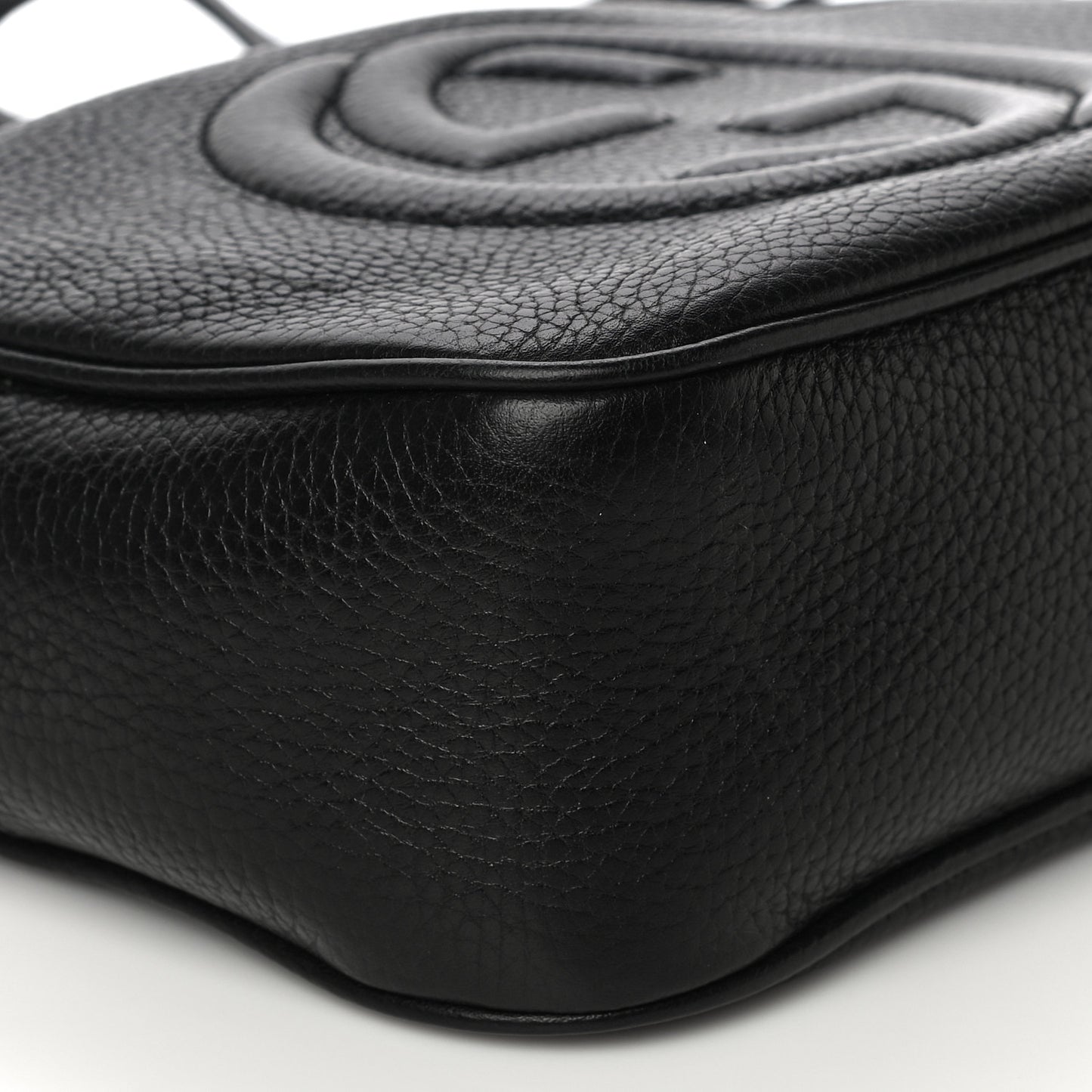 Pebbled Calfskin Small Soho Disco Bag Black
