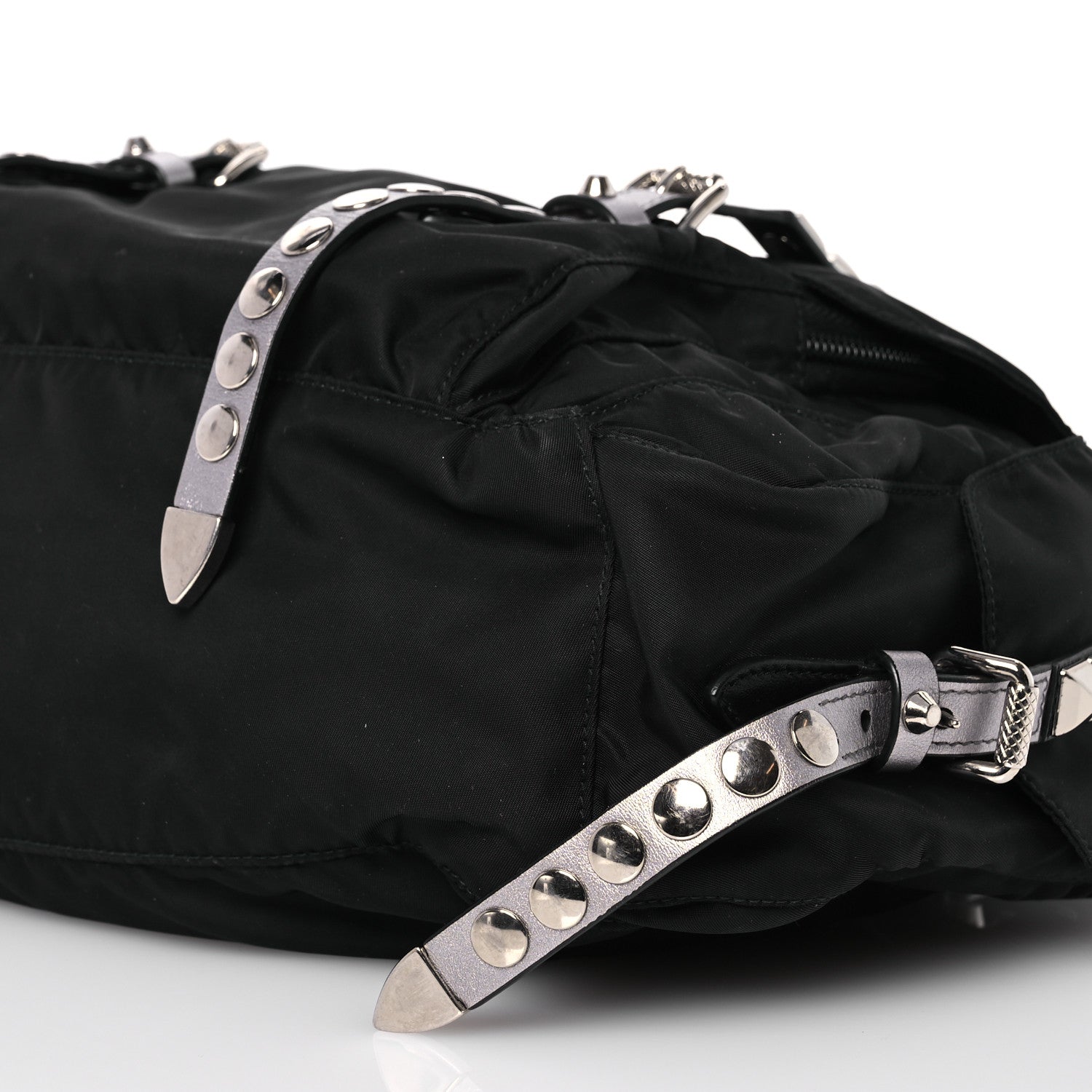 Prada Nylon New Vela Studded Messenger Bag Black 13 of 16