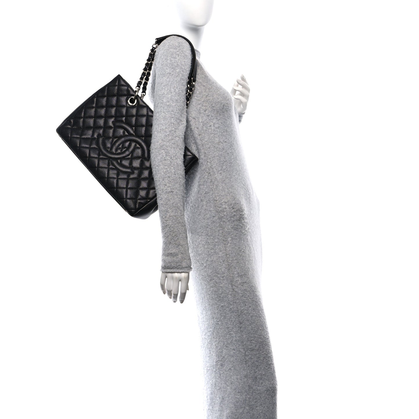 Caviar Quilted Grand Shopping Tote GST Black