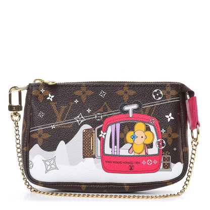 Louis Vuitton Monogram 2019 Christmas Animation Mini Courchevel Pochette Accessories Fuchsia 1 of 9