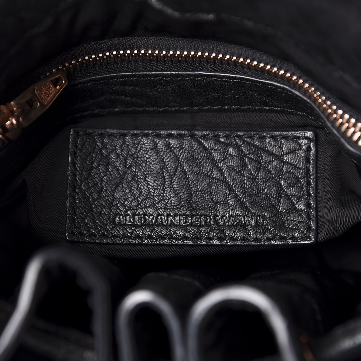 Pebbled Lambskin Diego Bucket Black Rose Gold Hardware