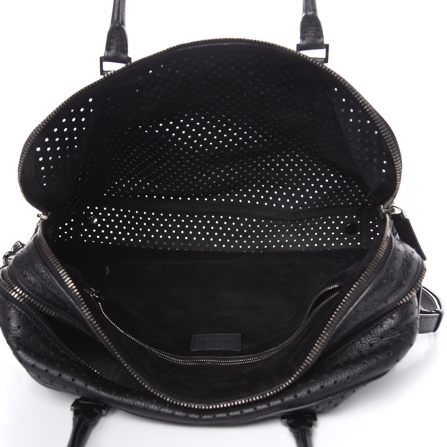 Valentino Garavani Calfskin Perforated Rockstud Large Travel Briefcase Black 6 of 20