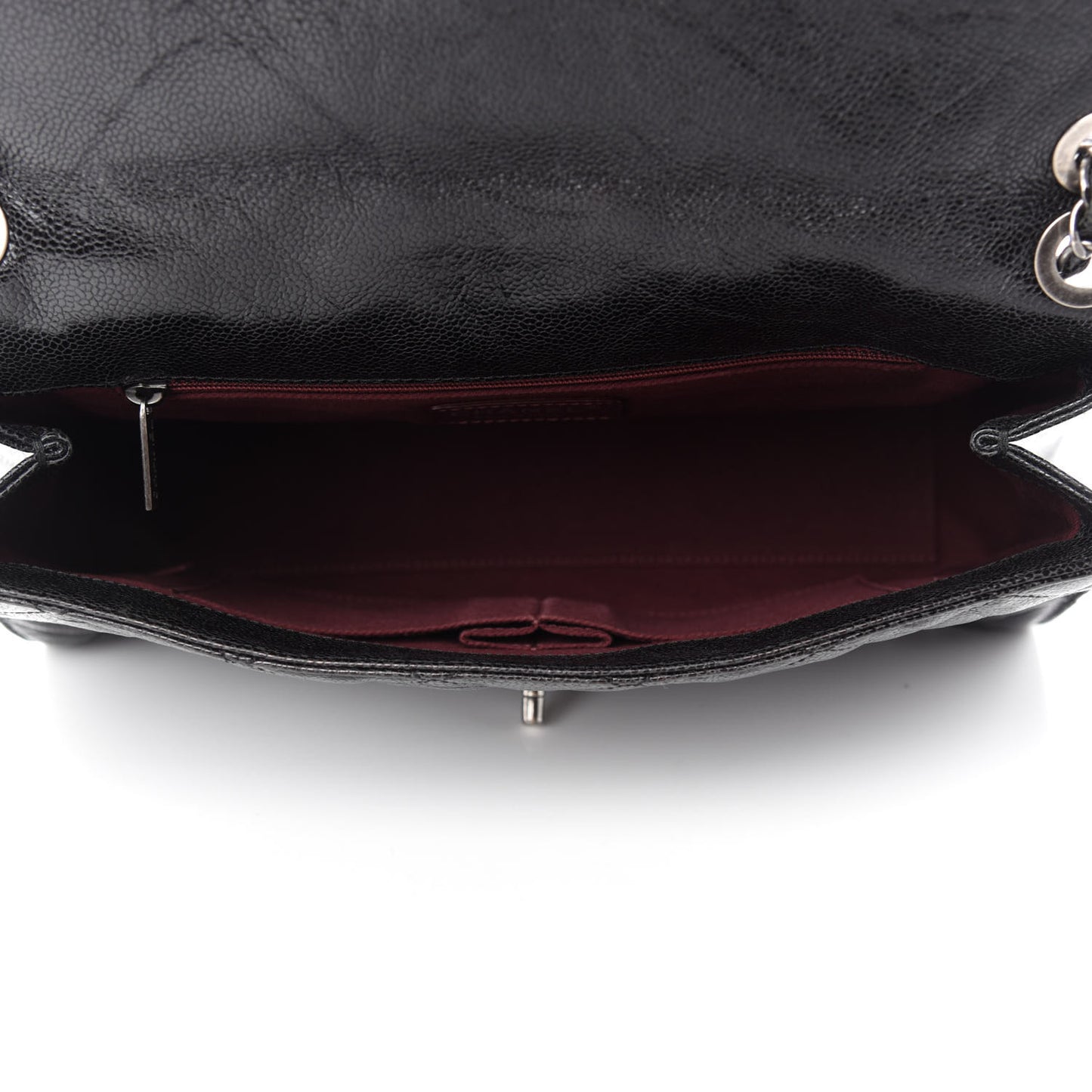 Crumpled Grained Calfskin Jumbo CC Crave Flap Black