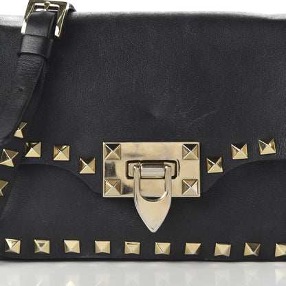 Valentino Garavani Vitello Mini Rockstud Flap Saddle Crossbody Bag Black 9 of 11