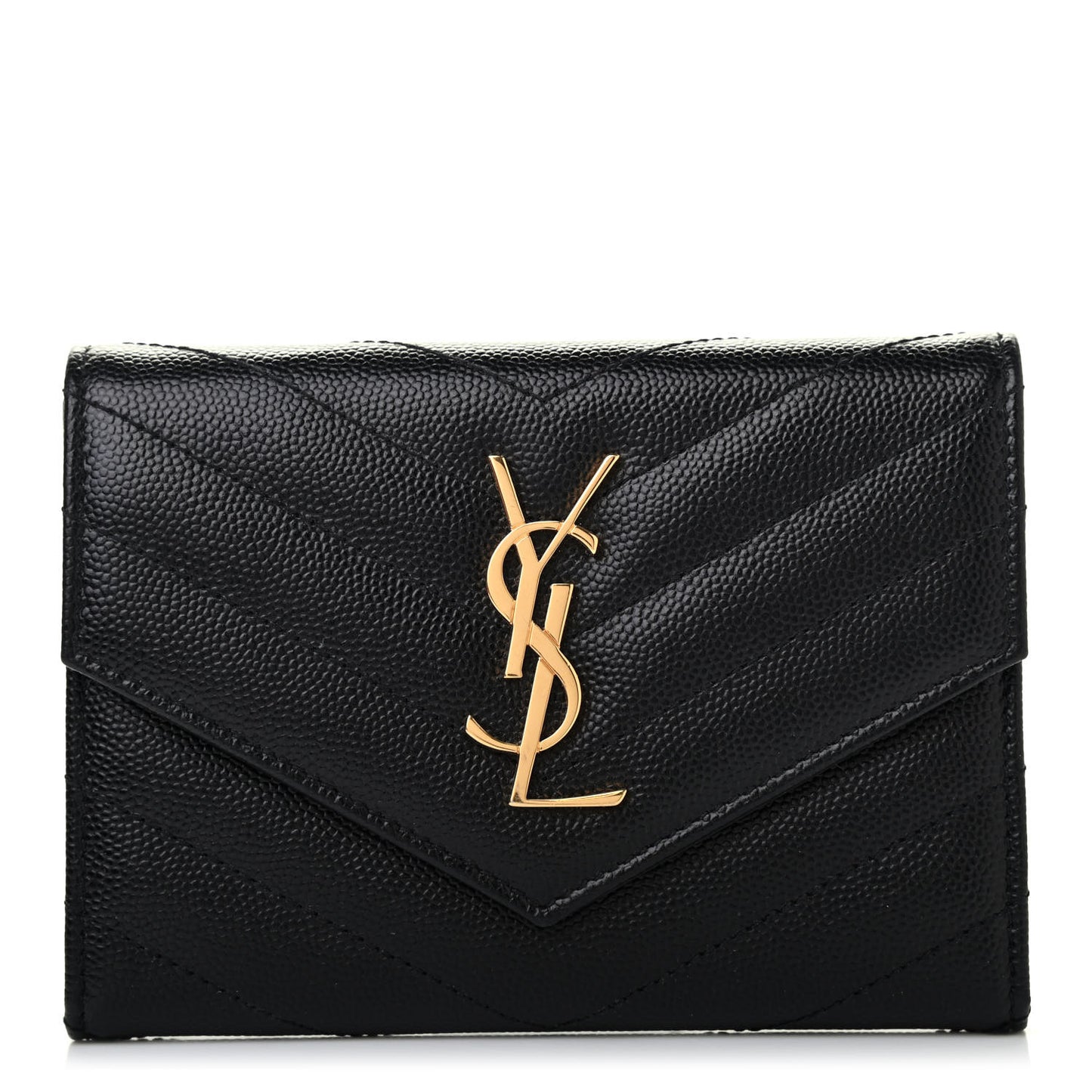 Grain De Poudre Matelasse Chevron Small Monogram Passport Case Black