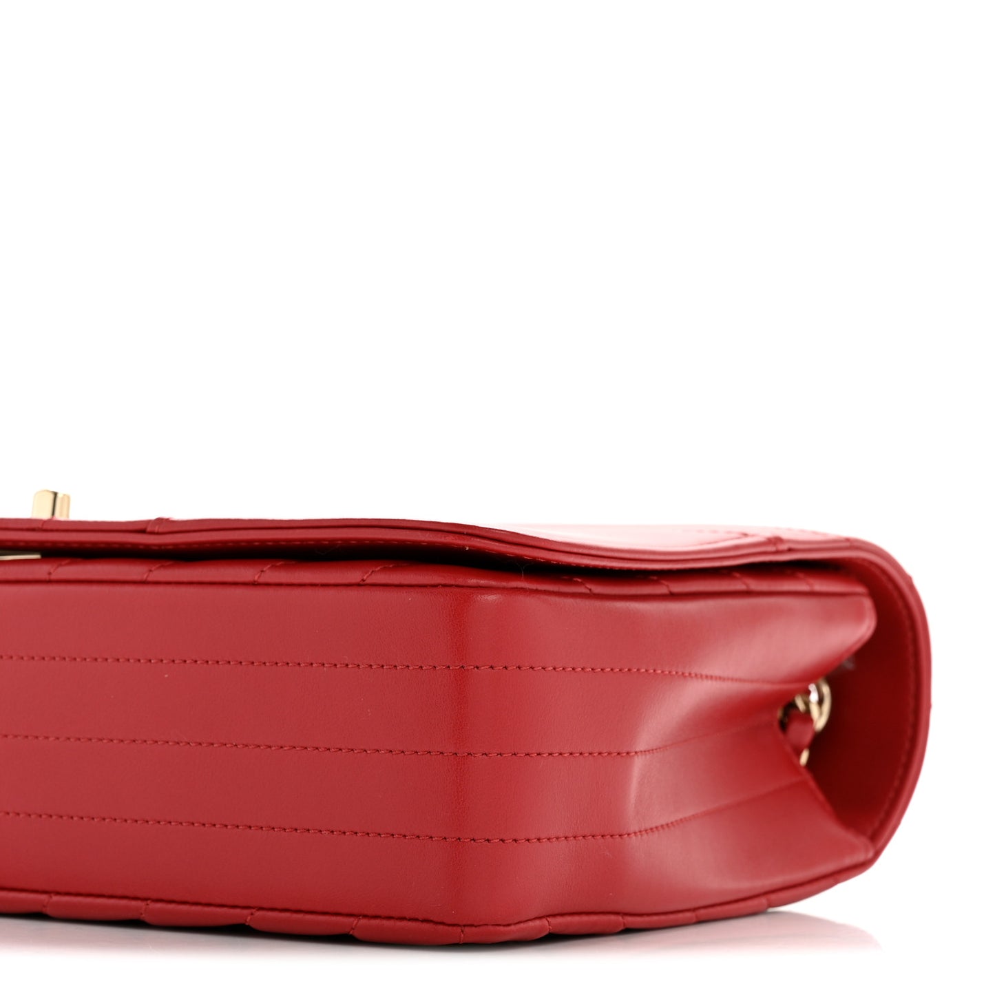 Calfskin Chevron Quilted Large Statement Flap Red
