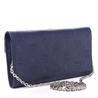 MCM Calfskin Ottomar Large Patricia Wallet On Chain Navy Blue 3 of 9