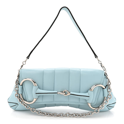 Gucci Nappa Vertical Matelasse Medium Maxi Horsebit Chain Shoulder Bag Crystal Snow 1 of 12