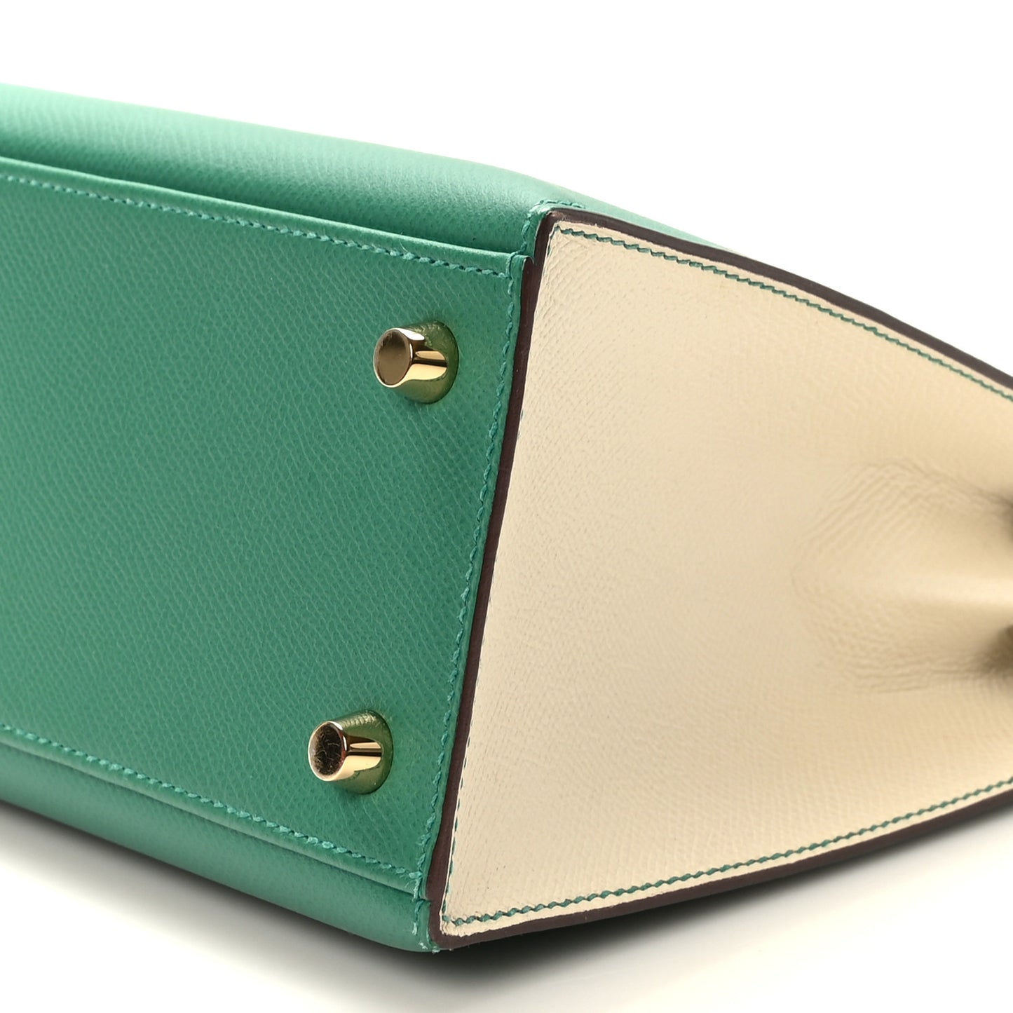 Epsom Bi-Color Horseshoe Kelly Sellier 25 Vert Vertigo Craie