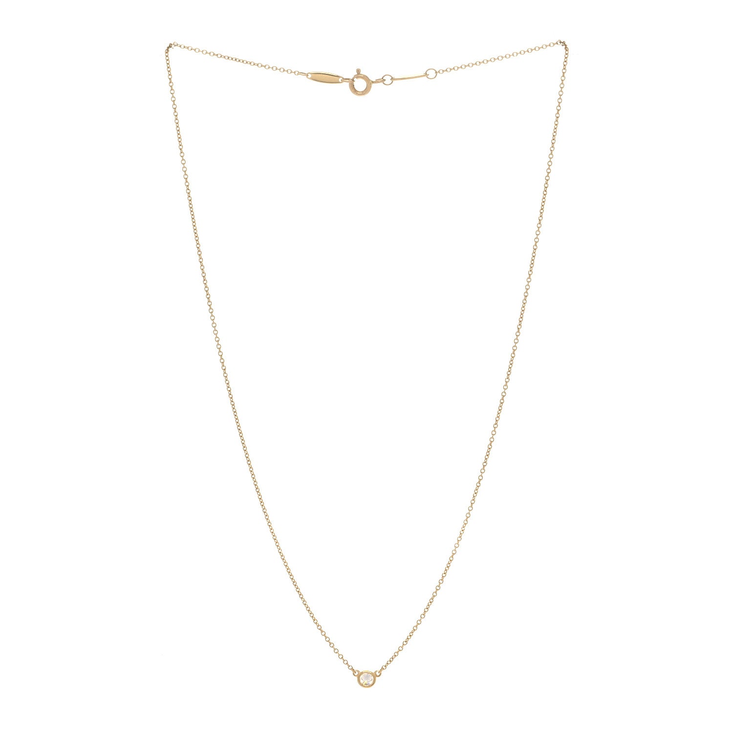 Tiffany 18K Yellow Gold Diamond .12ct Elsa Peretti Diamonds by the Yard Pendant Necklace 3 of 5