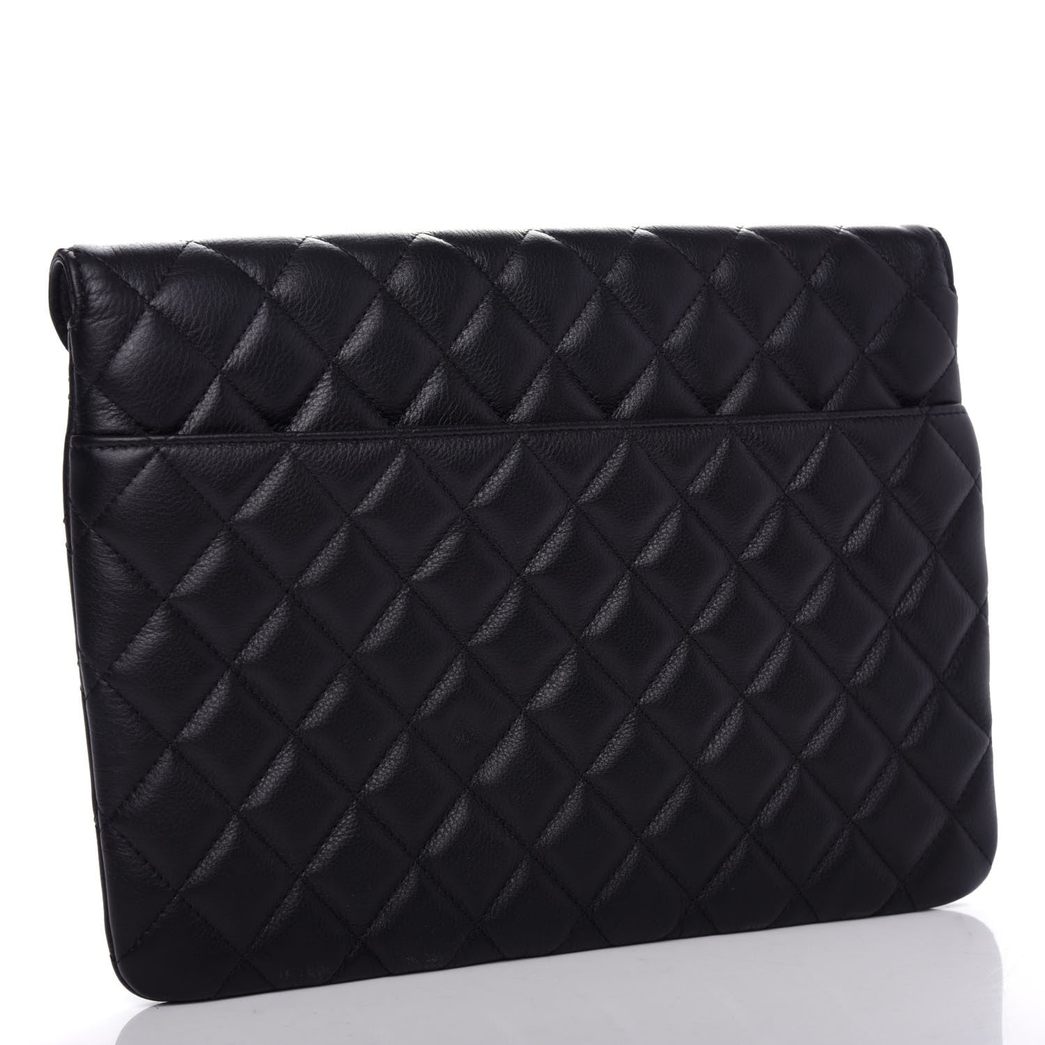 Chanel Calfskin Quilted Logo Flap Case Black 3 of 8