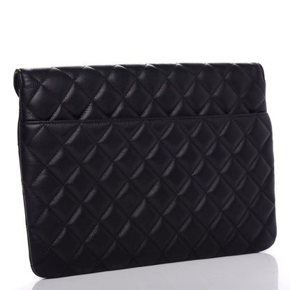 Chanel Calfskin Quilted Logo Flap Case Black 3 of 8