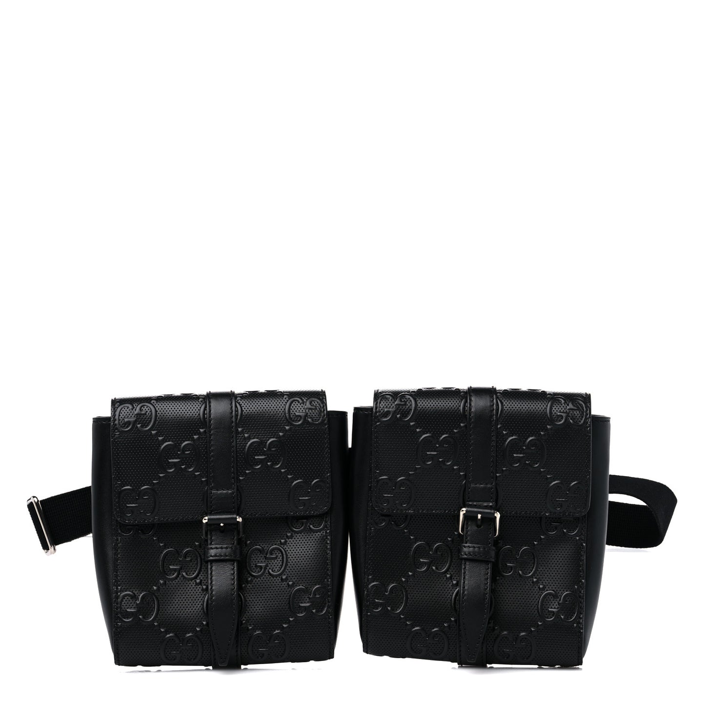 Calfskin GG Tennis Embossed 2 Detachable Pouch Belt Bag Black