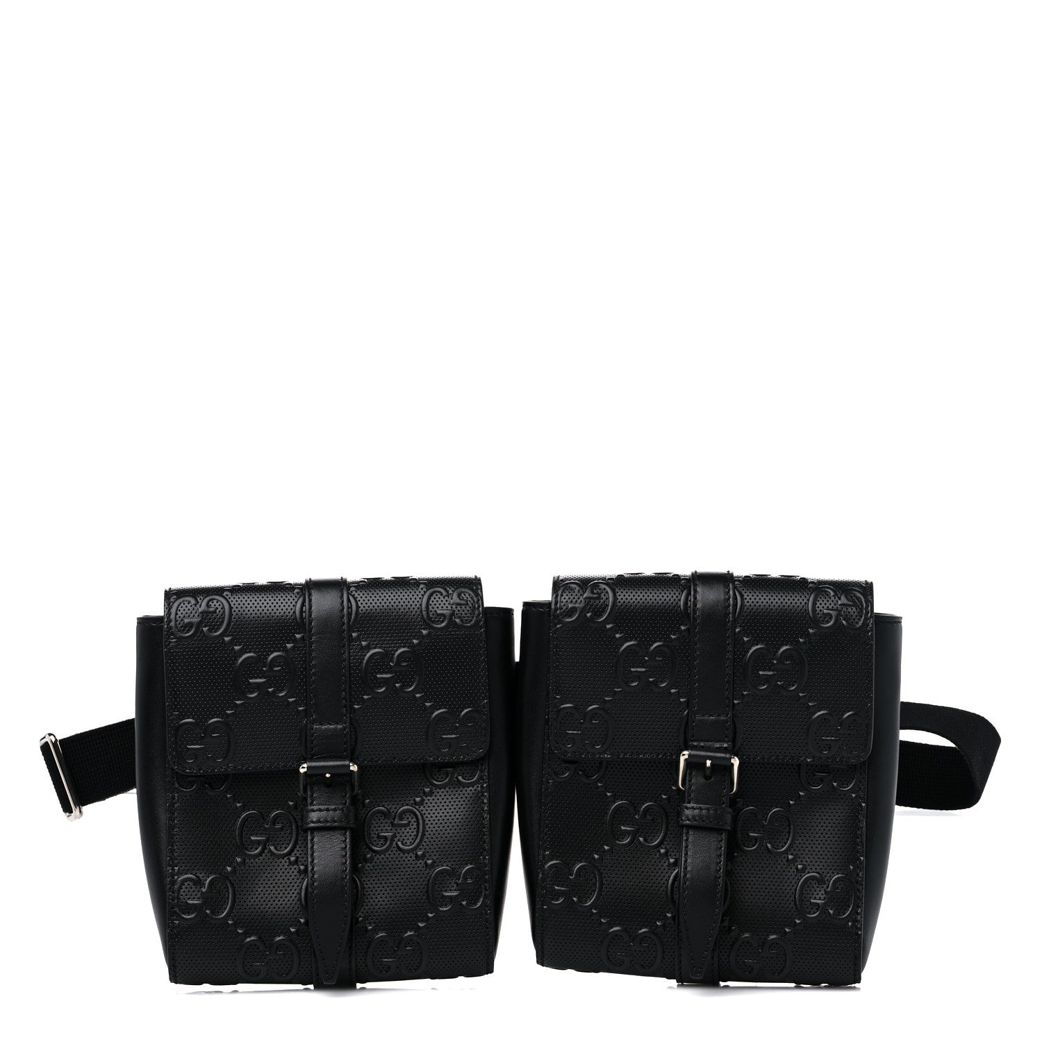 Gucci Calfskin GG Tennis Embossed 2 Detachable Pouch Belt Bag Black 1 of 13