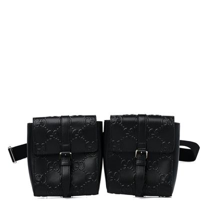 Gucci Calfskin GG Tennis Embossed 2 Detachable Pouch Belt Bag Black 1 of 13
