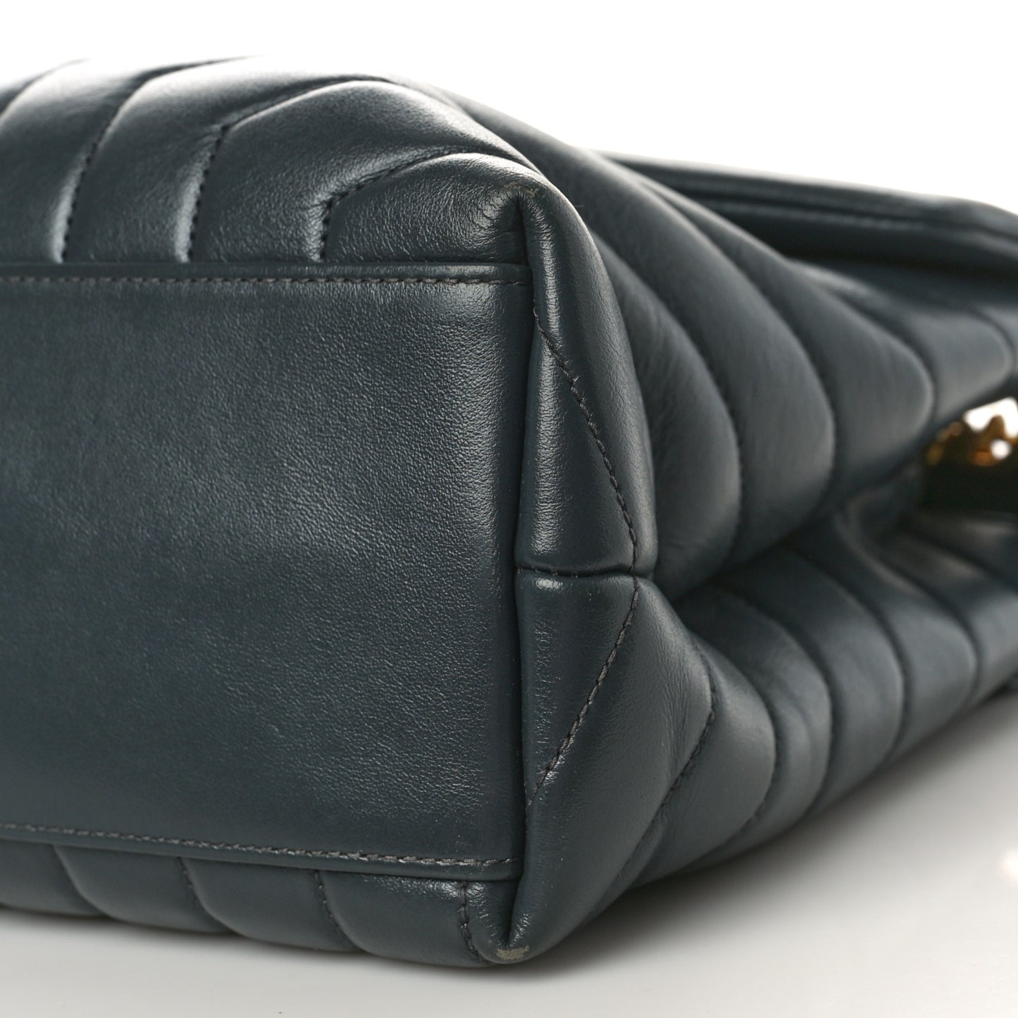 Calfskin Y Quilted Monogram Medium Loulou Chain Satchel Dark Smog