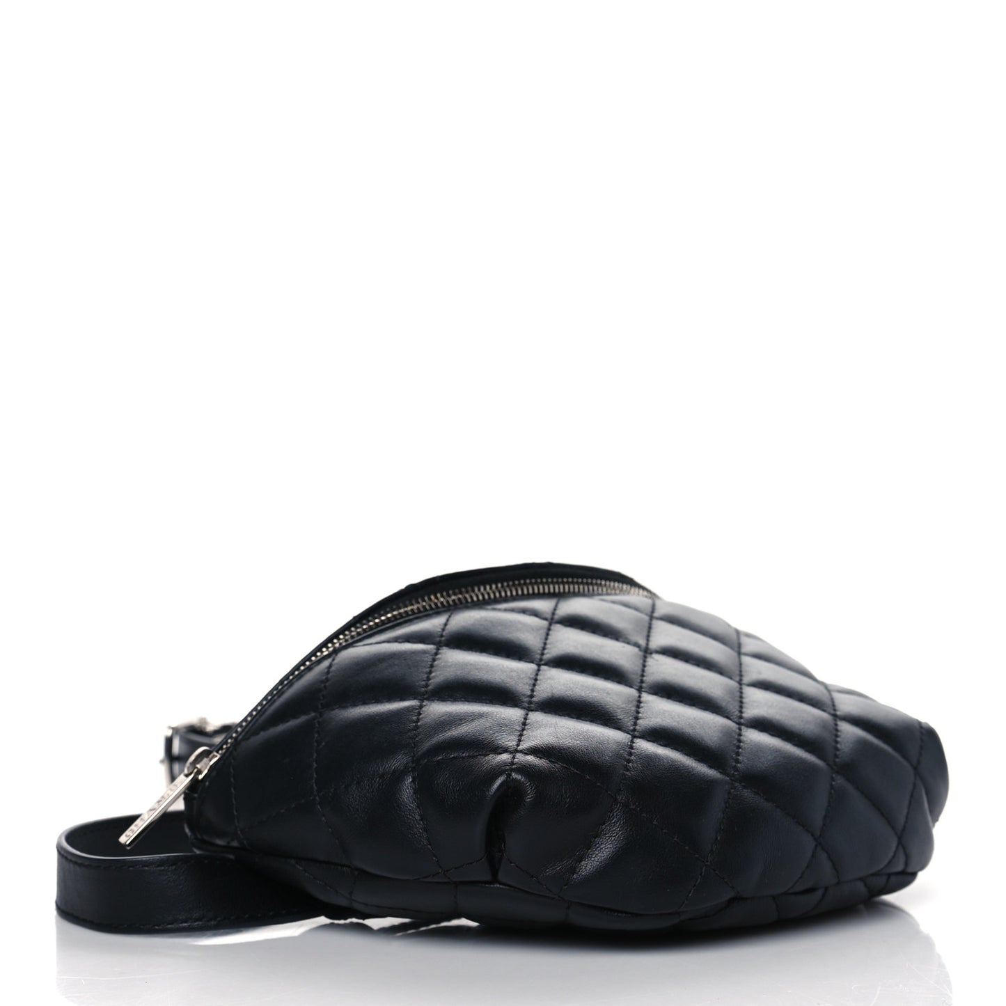 Calfskin Quilted Waist Belt Bag Black