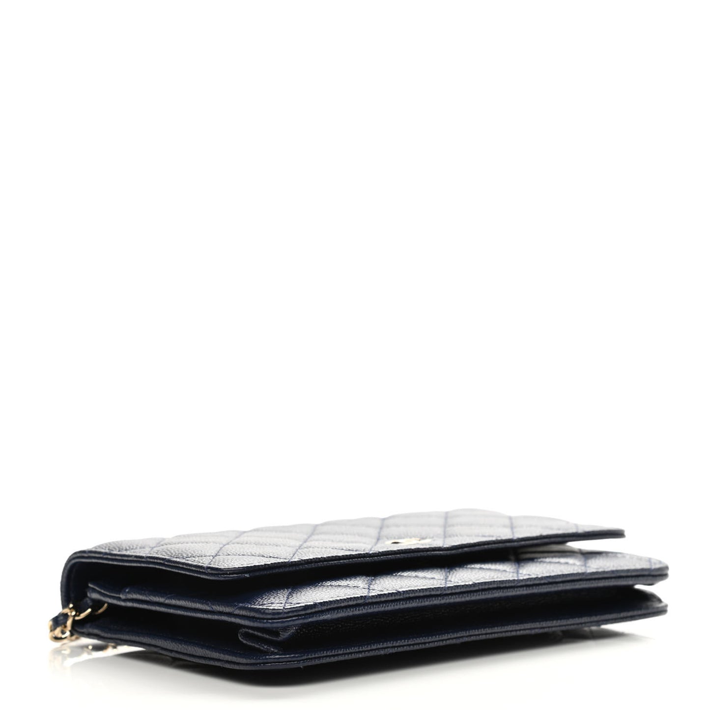 Caviar Quilted Wallet On Chain WOC Navy Blue