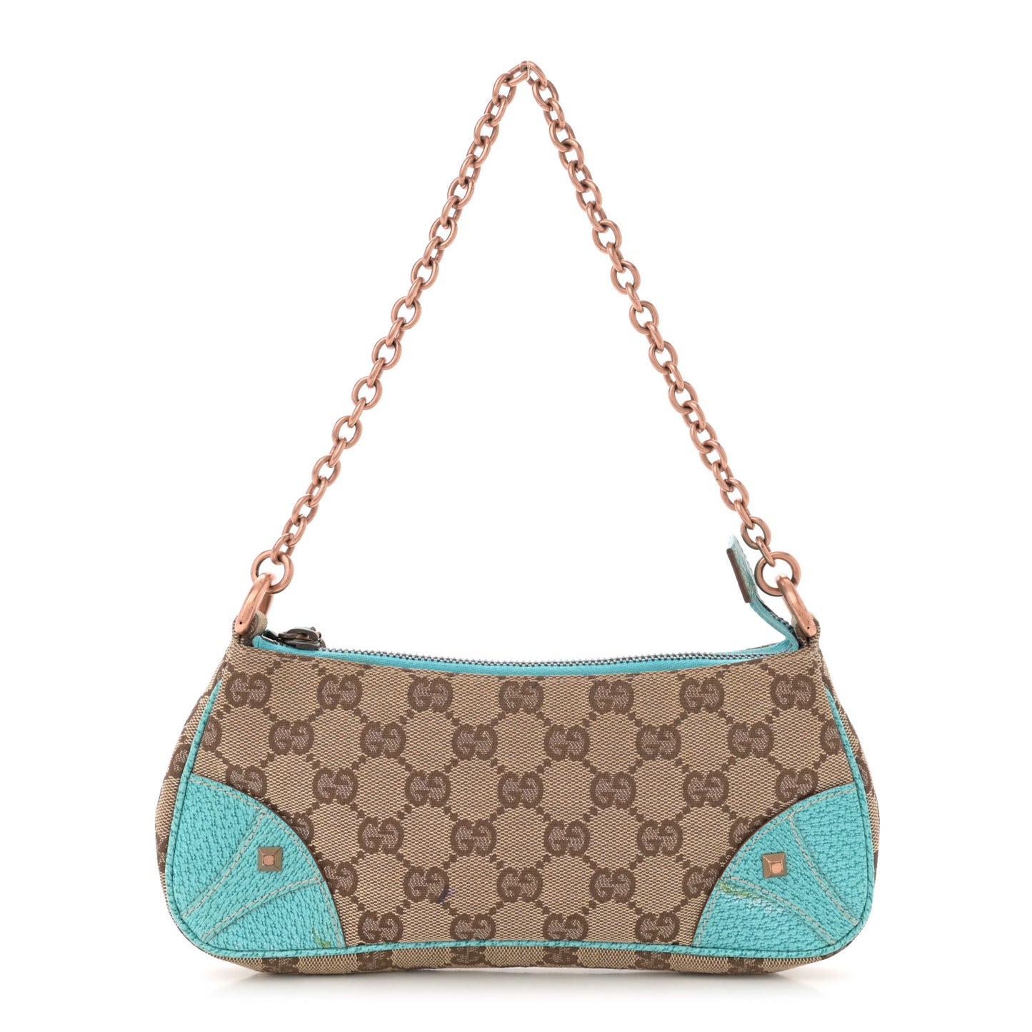 Monogram Horsebit Nail Chain Pochette Turquoise