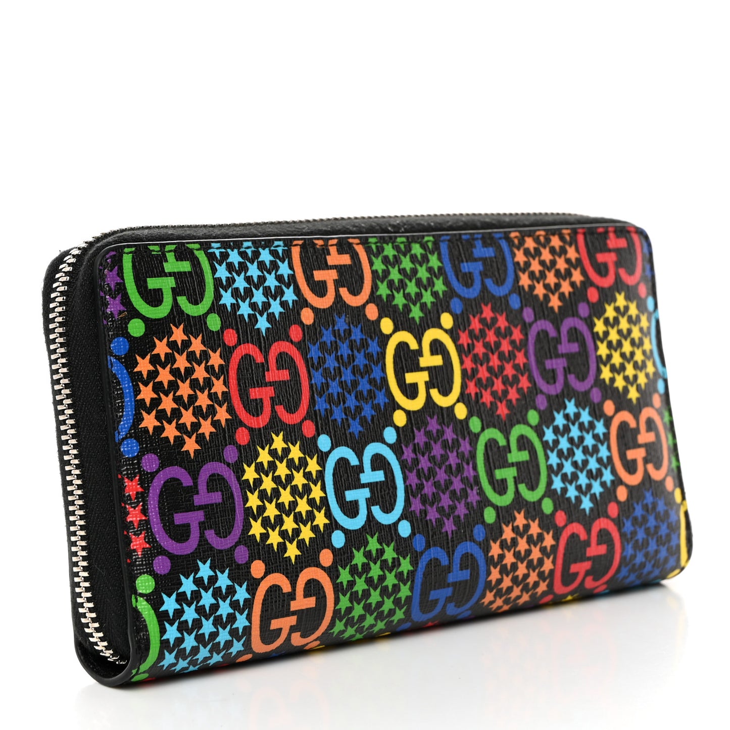 GG Supreme Monogram Psychedelic Zip Around Wallet Black Multicolor