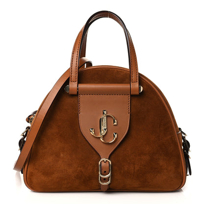 Jimmy Choo Suede Small Varenne Bowling Bag Tan 1 of 10