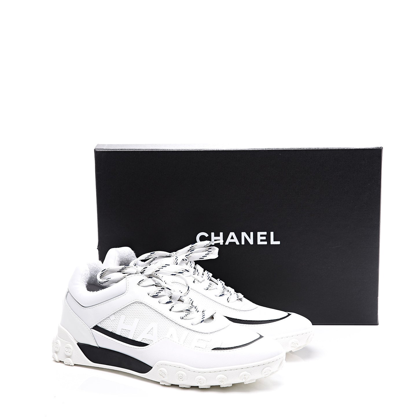 Calfskin Mesh Lycra Womens Logo Sneakers 38.5 White
