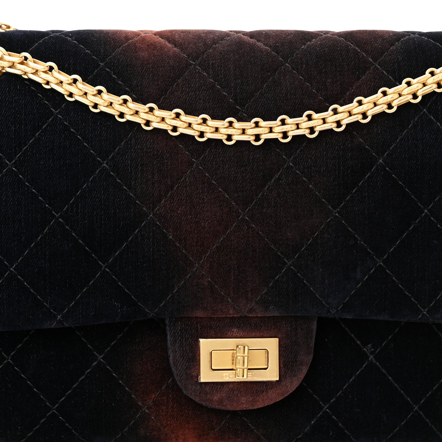 Chanel Ombre Velvet Quilted 2.55 Reissue 225 Flap Navy 8 of 10