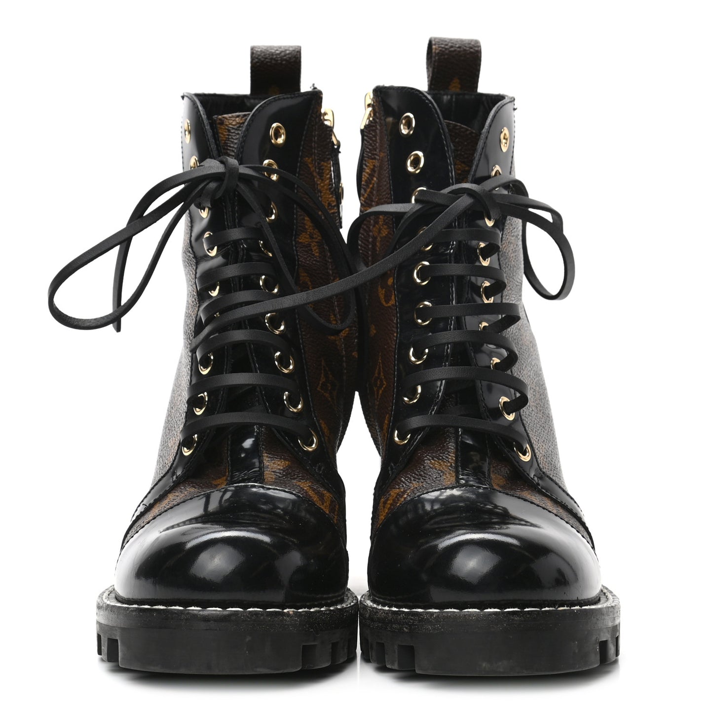 Patent Calfskin Monogram Star Trail Ankle Boots 38 Black