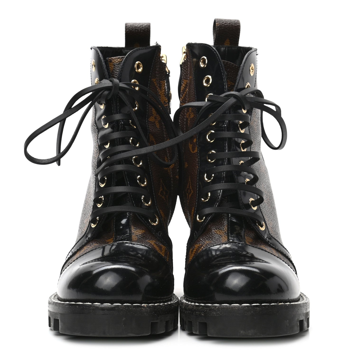 Louis Vuitton Patent Calfskin Monogram Star Trail Ankle Boots 38 Black 2 of 10