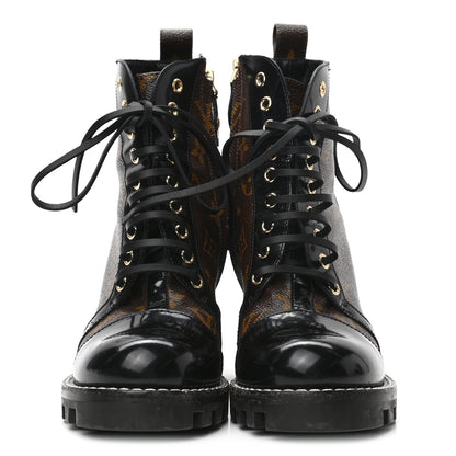 Louis Vuitton Patent Calfskin Monogram Star Trail Ankle Boots 38 Black 2 of 10