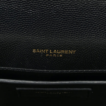 Saint Laurent Grain De Poudre Textured Mixed Matelasse Triquilt Medium Monogram Satchel Black 6 of 10