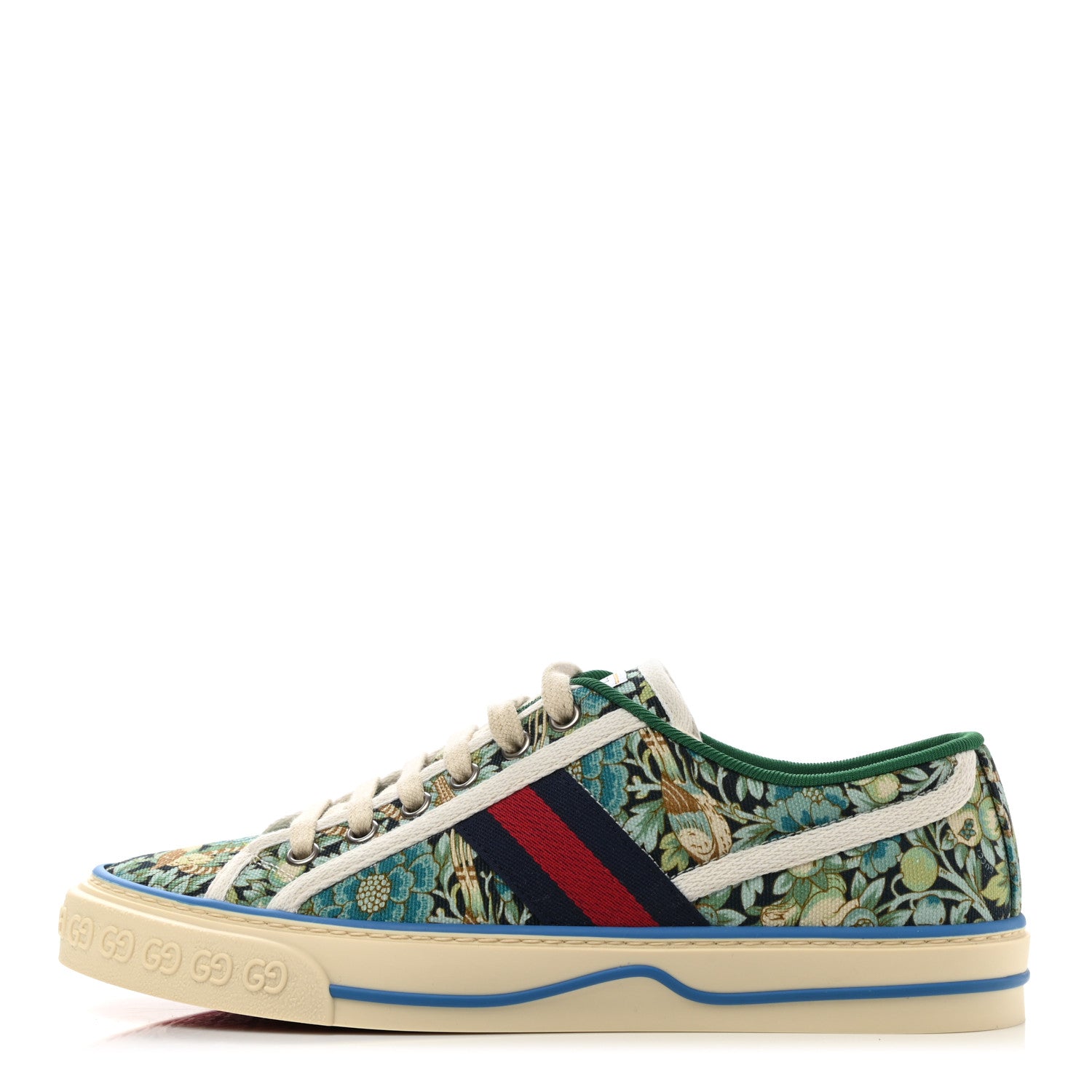 Gucci X LIBERTY OF LONDON Canvas Web Floral Print Womens 1977 Tennis Sneakers 37 Carta Acquamarine Navy Mystic White 1 of 8