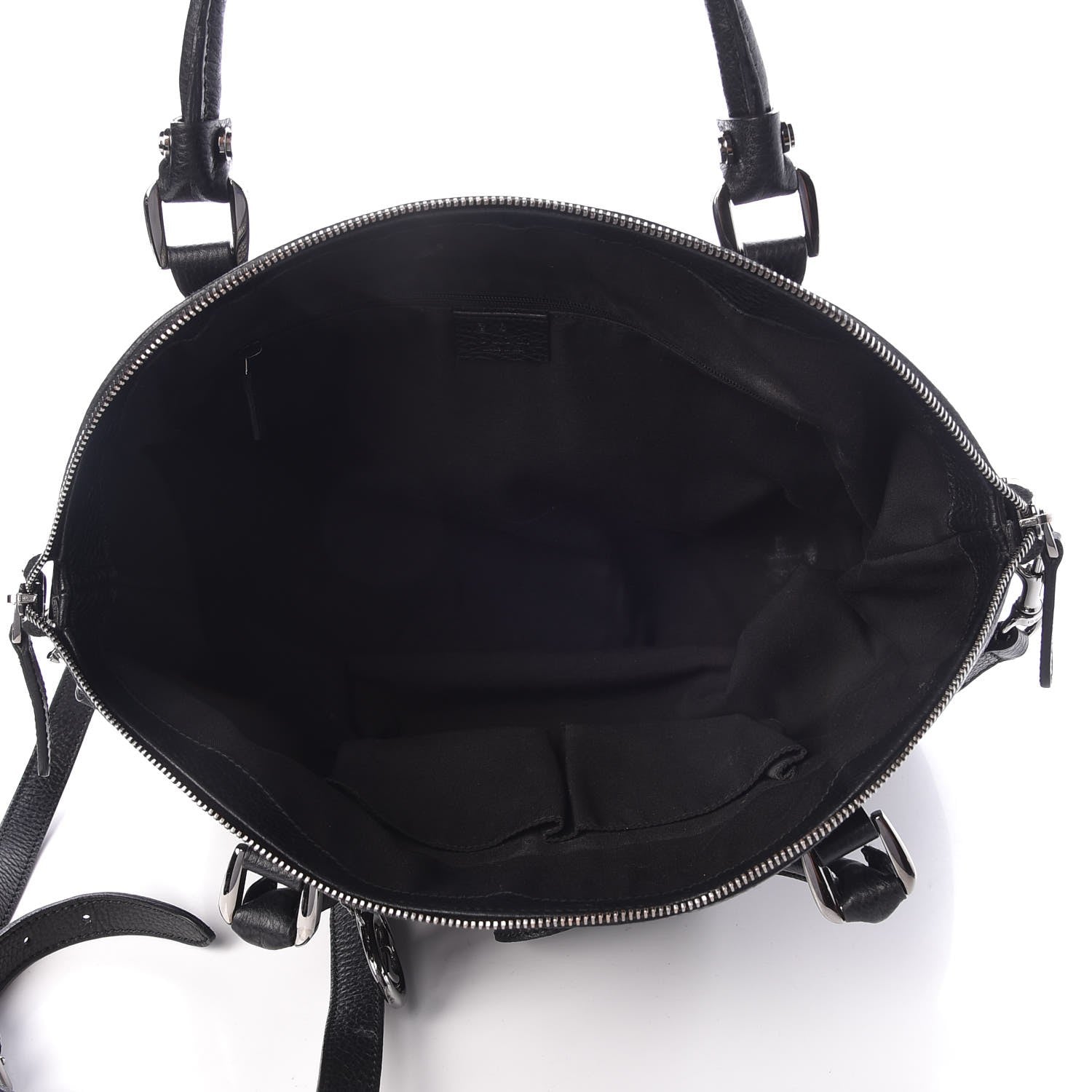 Gucci Pebbled Calfskin Medium GG Charm Dome Satchel Black 6 of 10