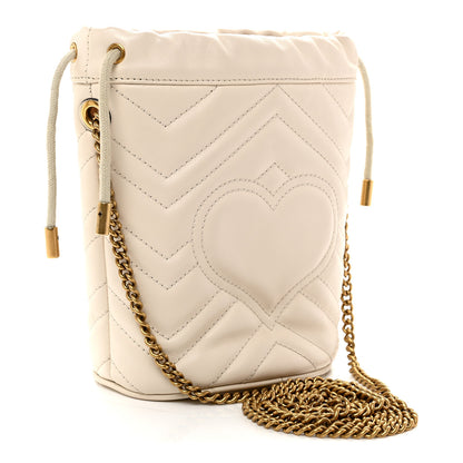 Gucci Calfskin Matelasse Mini GG Marmont 2.0 Bucket Bag White 3 of 10