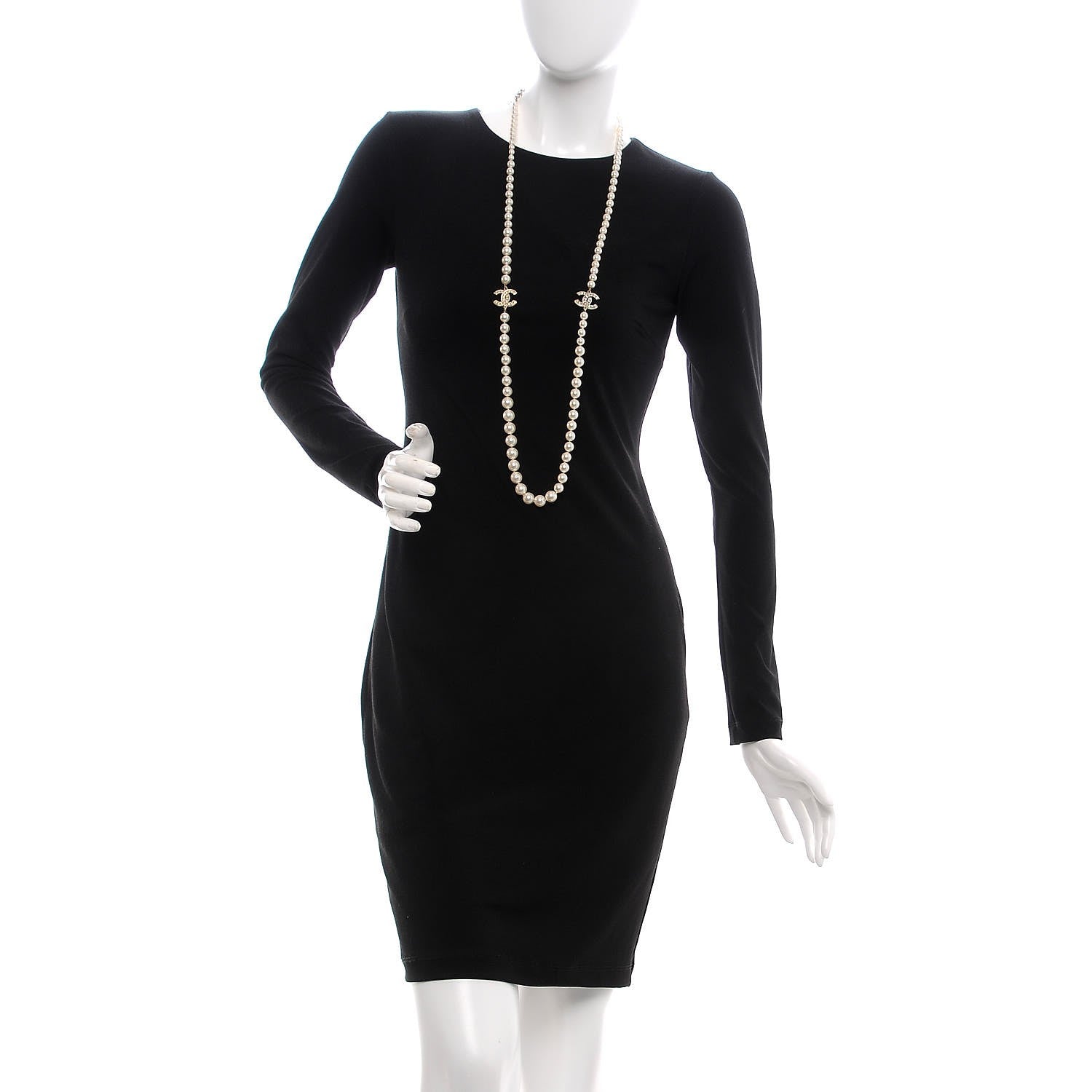 Chanel Pearl Baguette Crystal Long CC Necklace Gold 2 of 5