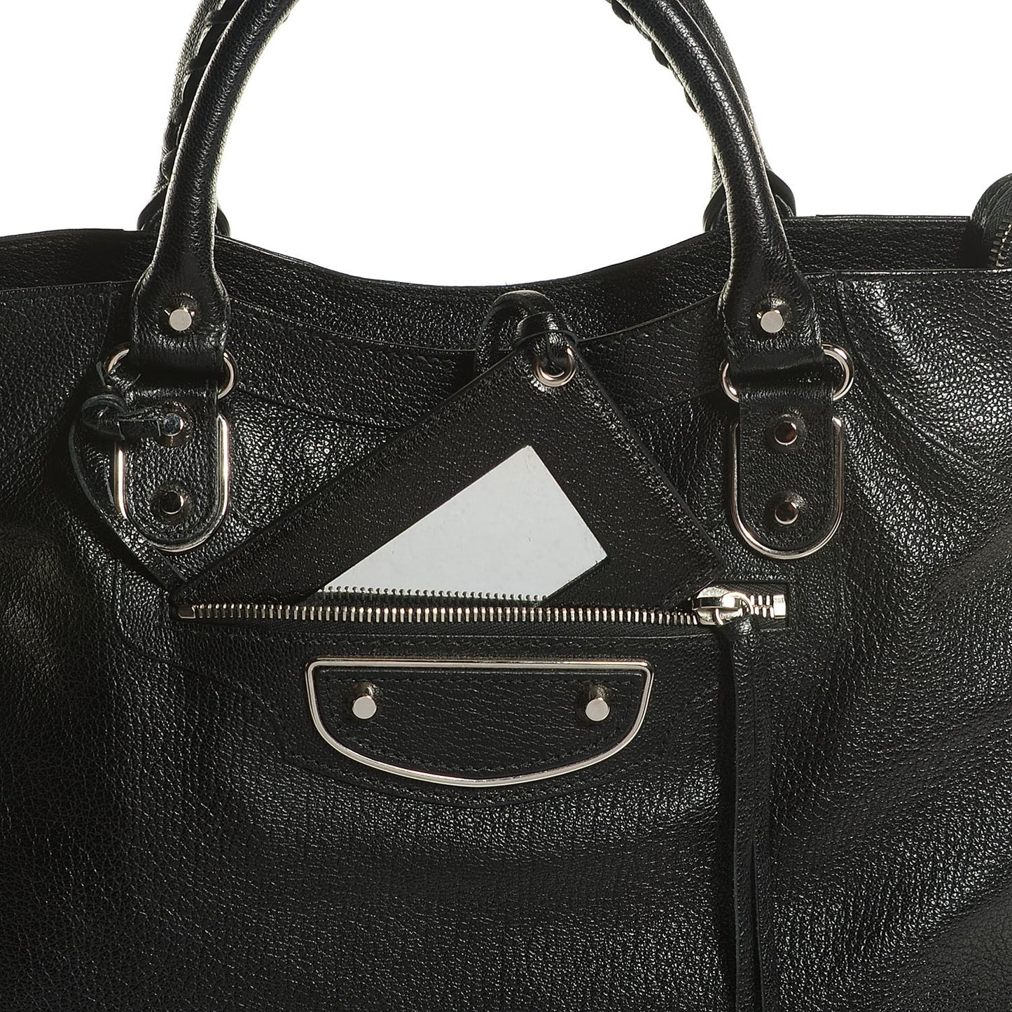 Chevre Silver Metallic Edge Hardware Velo Black