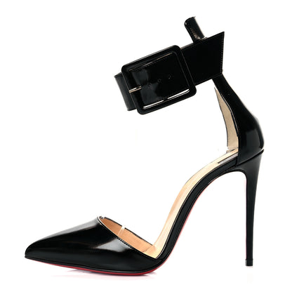 Christian Louboutin Patent Vinyl Harler 100 Ankle Strap Pumps 36.5 Black 1 of 8
