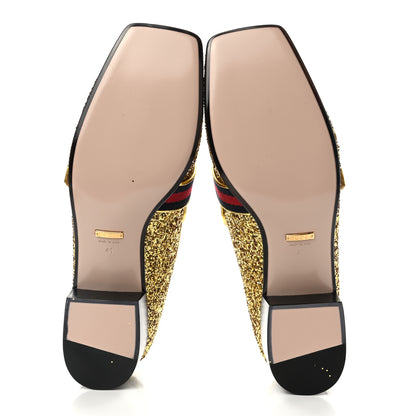 Gucci Glitter Web Peyton Loafers 41 Gold 5 of 9