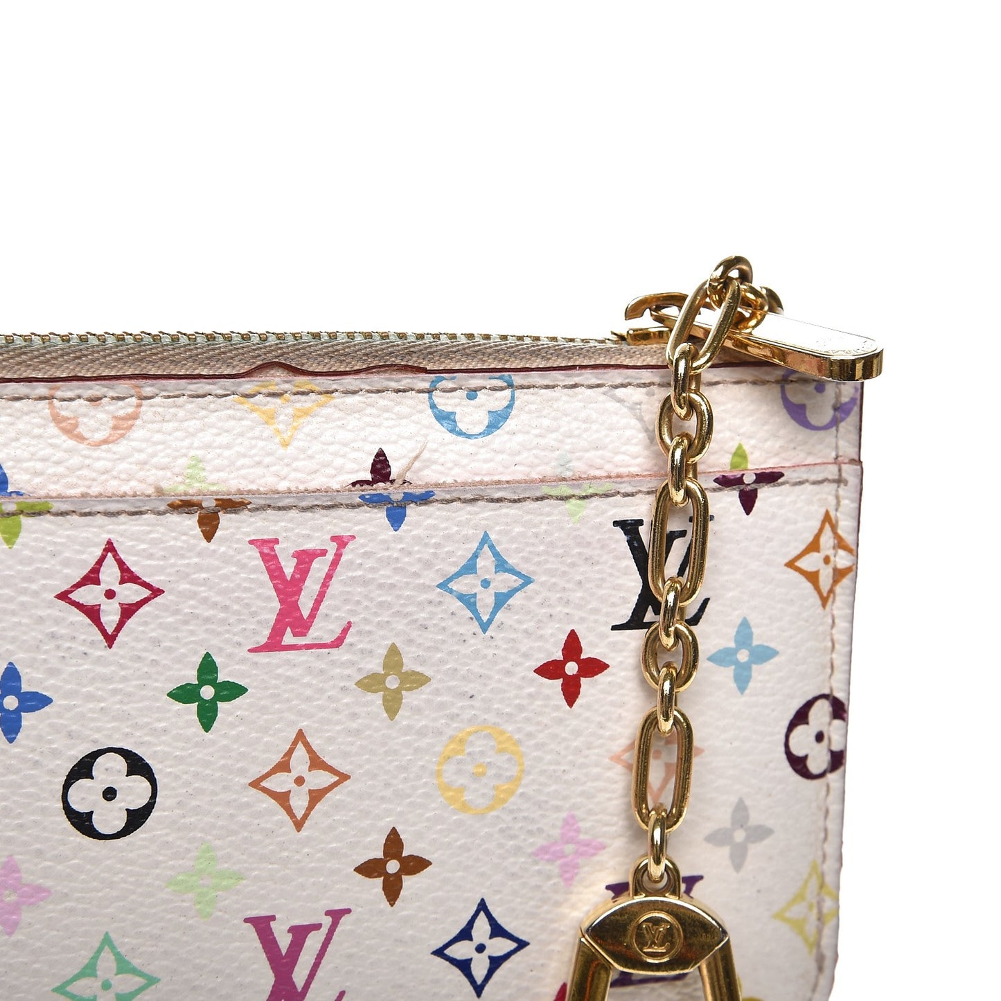 Monogram Multicolor Key Pouch White Litchi
