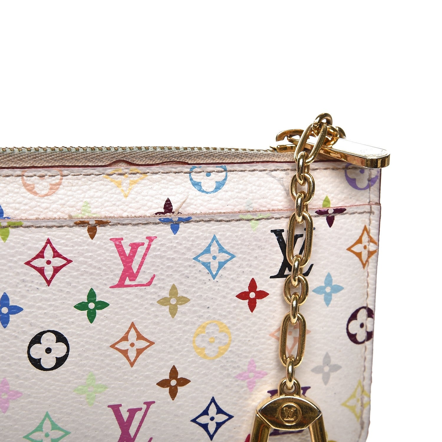 Louis Vuitton Monogram Multicolor Key Pouch White Litchi 10 of 12