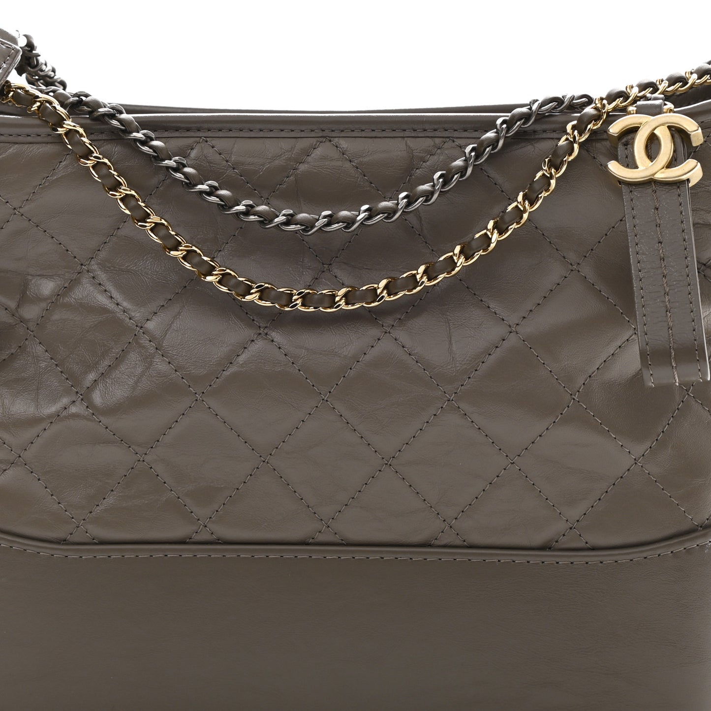Aged Calfskin Quilted Medium Gabrielle Hobo Grey