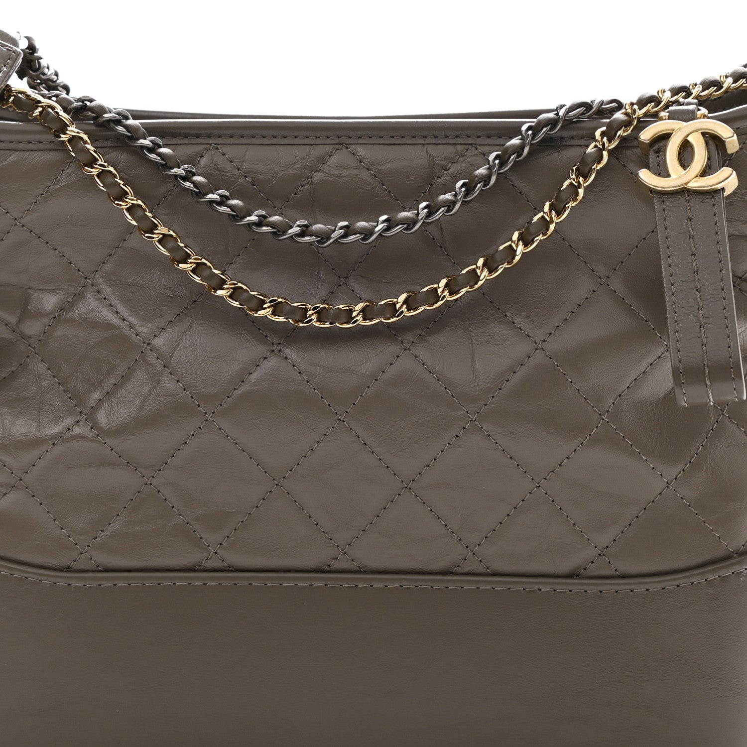Chanel Aged Calfskin Quilted Medium Gabrielle Hobo Grey 8 of 12