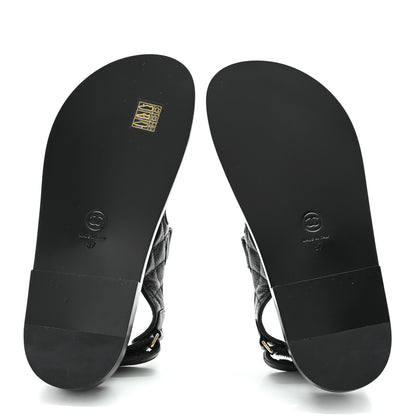 Chanel Grained Calfskin Velcro Dad Sandals 37 Black 7 of 9