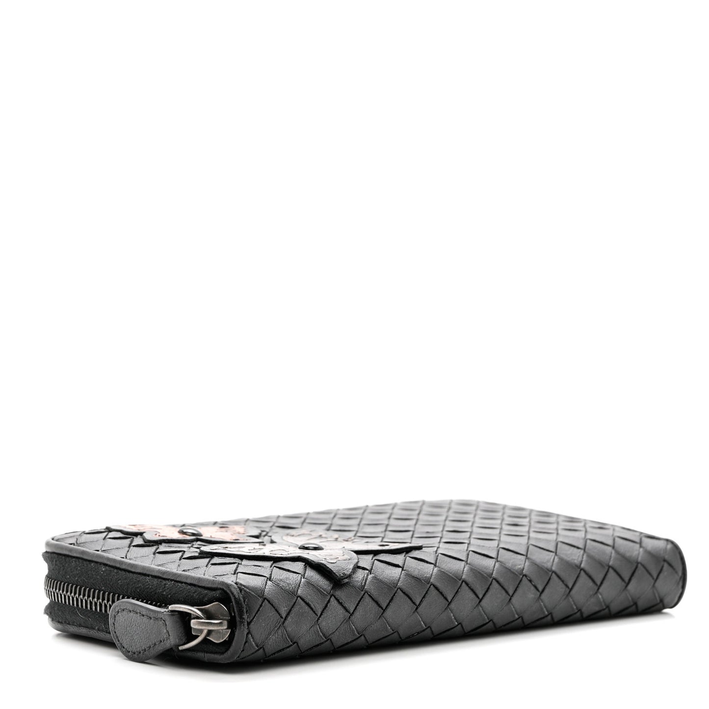 Nappa Intrecciato Ayers Zip Around Butterfly Wallet Black