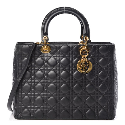 Christian Dior Lambskin Cannage Large Lady Dior Black 1 of 14