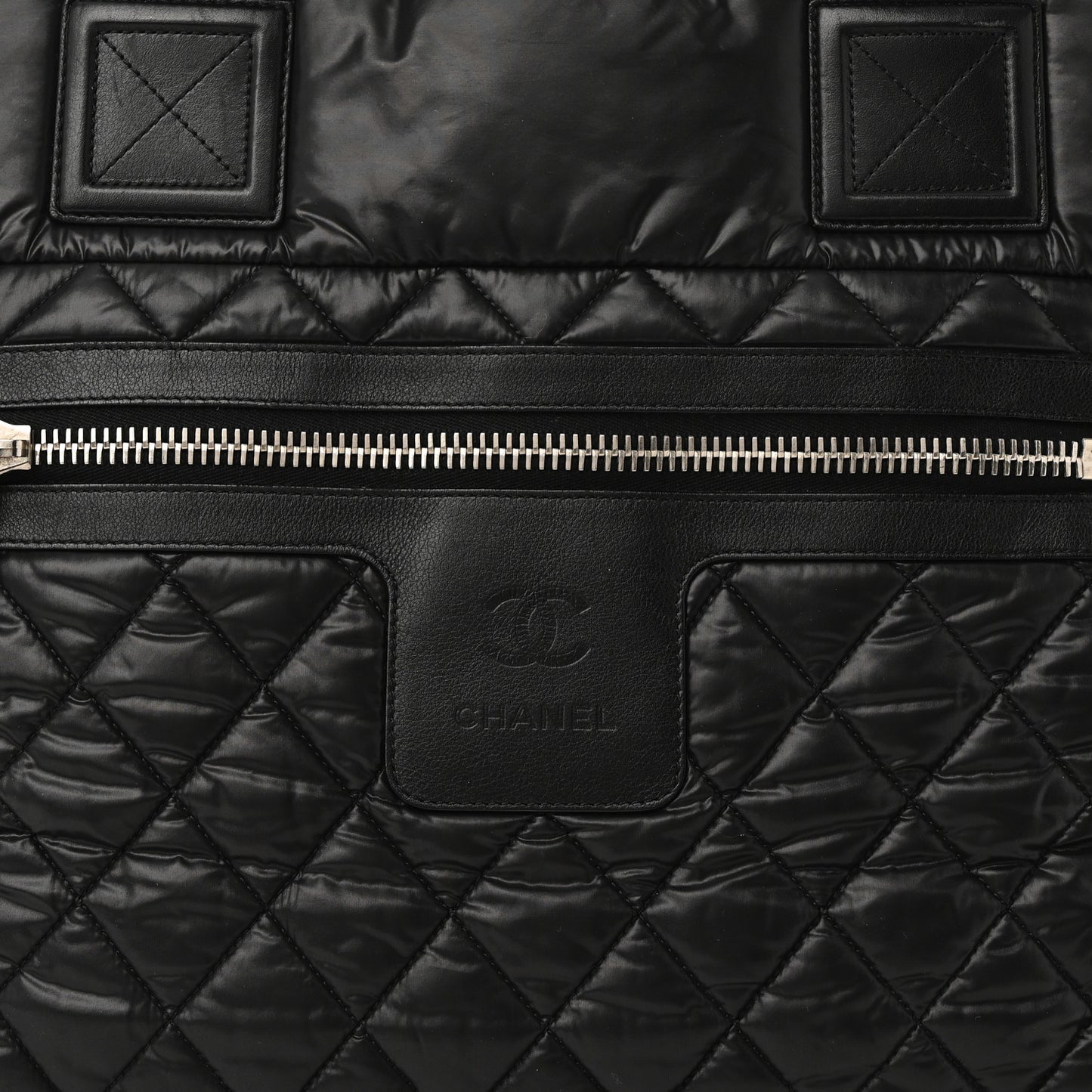 Nylon Quilted Large Coco Cocoon Tote Black