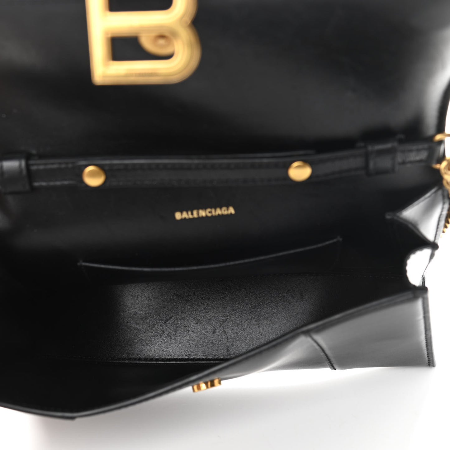 Shiny Box Calfskin Small Hourglass Evening Chain Bag Black